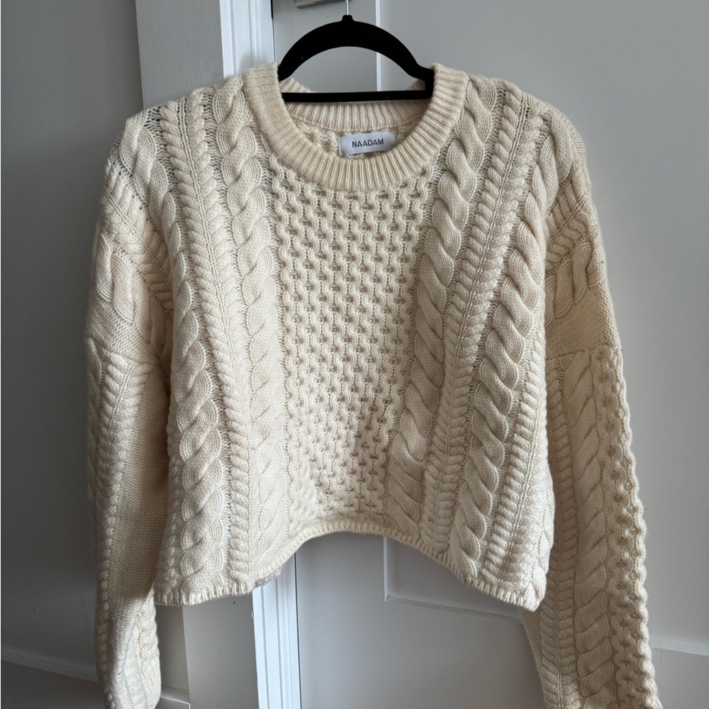 NAADAM Ivory Cable Knit Sweater